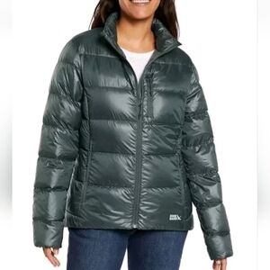 Eddie Bauer 650 Down Puffer Coat Woman XXL Blue Emerald Packable Zip Jacket Nwt